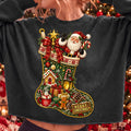 vintage Christmas stocking with Santa Claus PNG design for sublimation and DTF