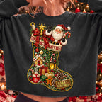 vintage Christmas stocking with Santa Claus PNG design for sublimation and DTF