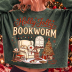 Holly Jolly Bookworm Christmas reading chair cat and cocoa PNG design - image 6