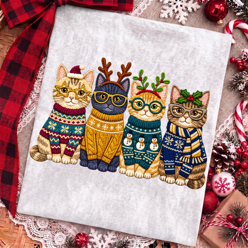 Christmas cats in festive sweaters PNG design - image 4